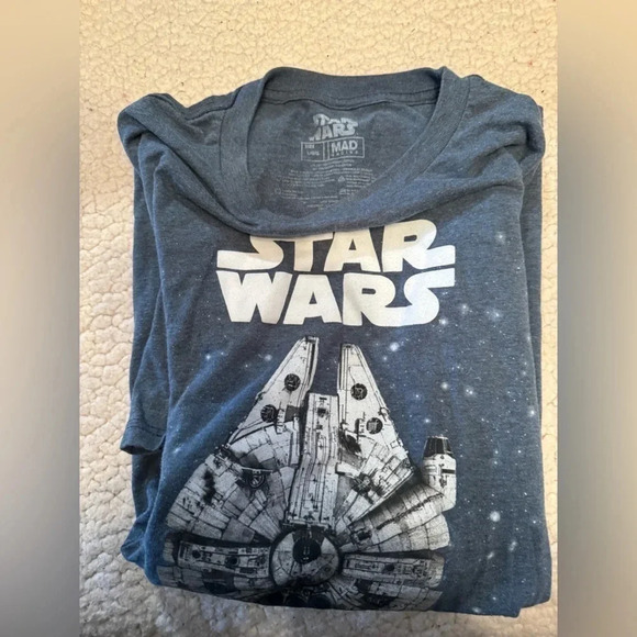 Star Wars Shirt Men Blue Mad Engine Millennium Falcon Short Sleeve Tee Adult - Picture 2 of 2